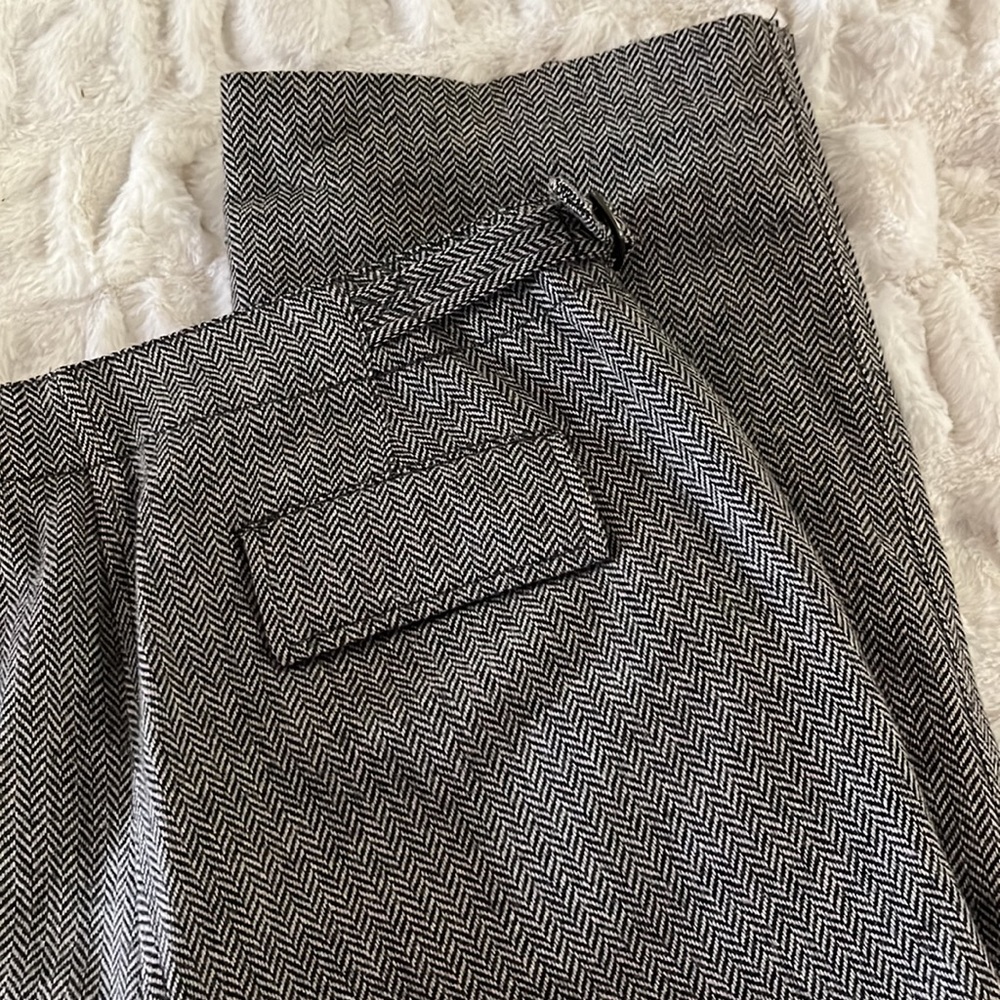 Brown Houndstooth Wool Pants 8 Cargo Straight Leg… - image 6